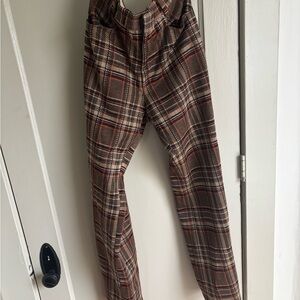 Plaid High-Waisted Pants